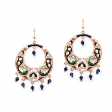 Colorful Plated Handcrafted Earrings With Black Pearls 