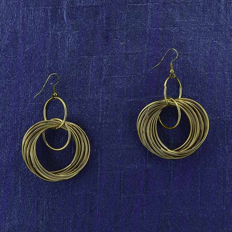 Multiple Circular Rounded Earring In Golden Color