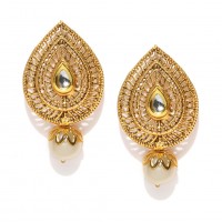 Gold Plated Earring With Studded Shinny Stone
