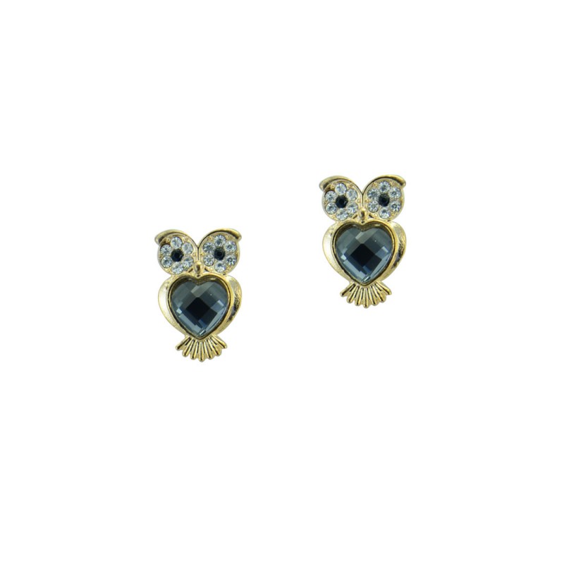 Black Studded Earrings In Owl Shape