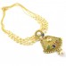 Golden Necklace Set Studded With Multicolor Kundan