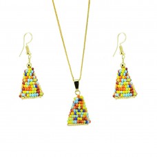 Multicolor pearl Pendant With Pair Of Earring