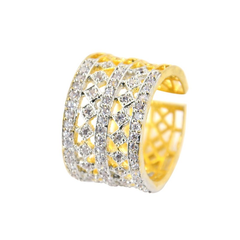 Gold Plated AD Stone Studded Ring For Women