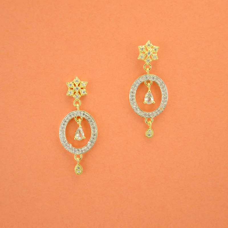 Gold Plated Dangler With Multiple White Stones