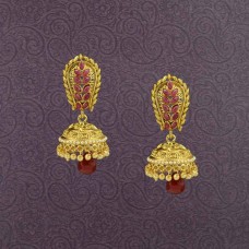 Stone & Pearl Gold Plated Jhumki Earrings