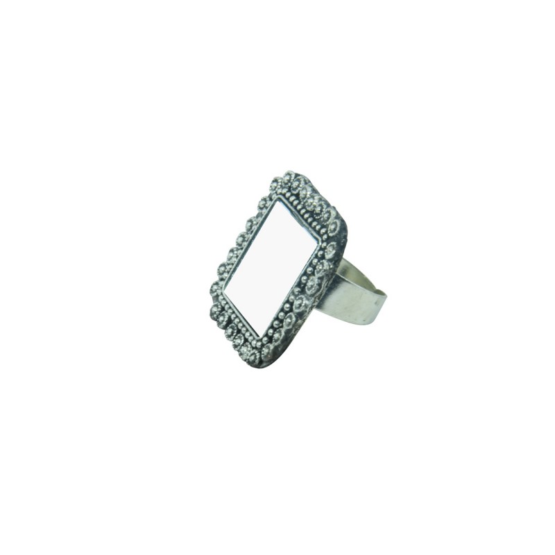 Silver Plated Ring In Square Shape