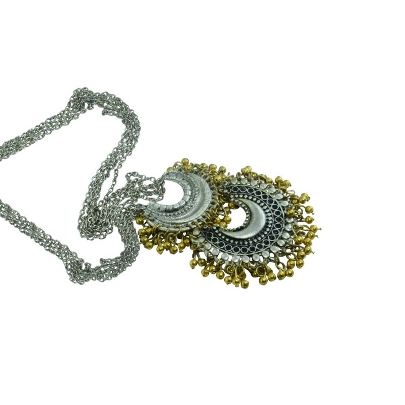 Silver Plated Pendent With Multiple Golden Pearls