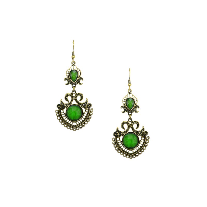 Designer Dangler  Earring In Green Color