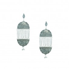 Designer Silver Plated Earring With Multiple Drop Chain