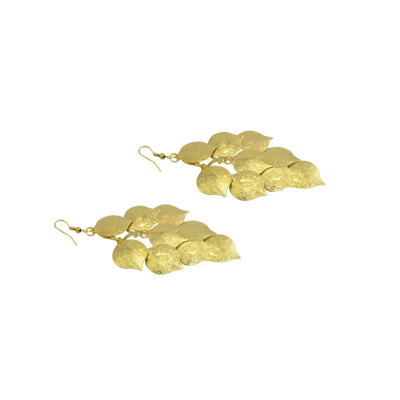 Gold Plated Designer Earrings In Leafs Shape