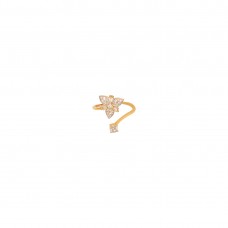Designer Gold plated AD Studded Ring For Women In Flower Shape