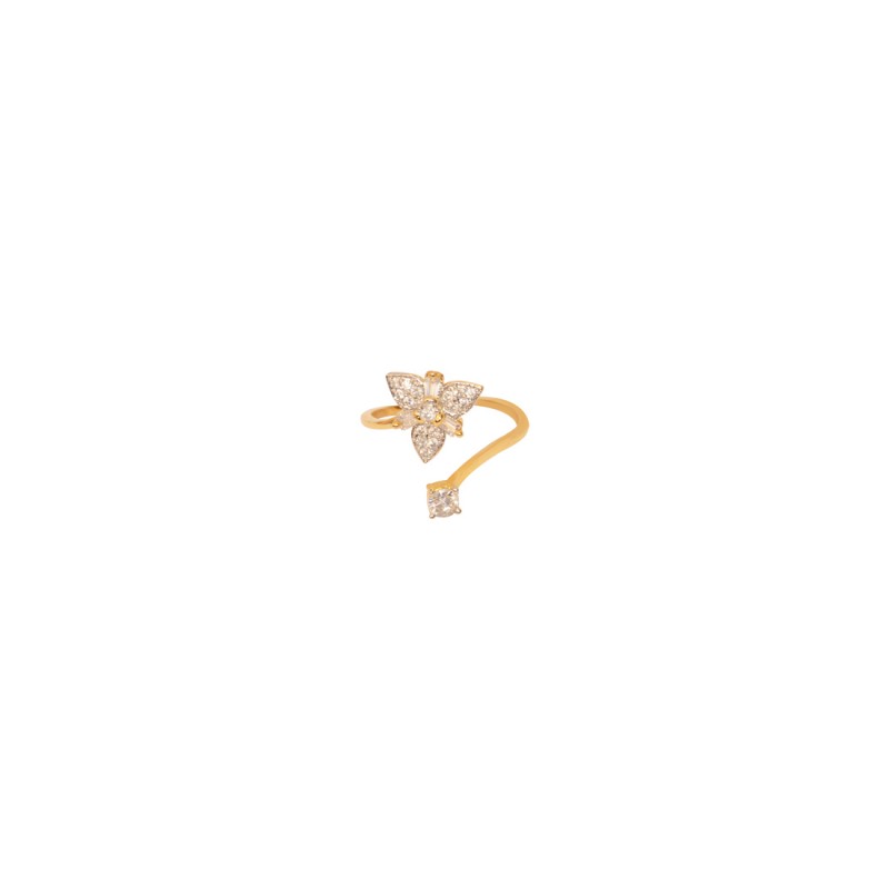 Designer Gold plated AD Studded Ring For Women In Flower Shape