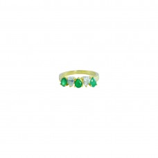 Gold Plated Ring With Green And White Stone