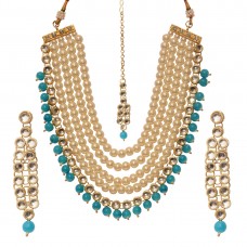 Beautiful Sky Blue Colour Pearl Necklace Set