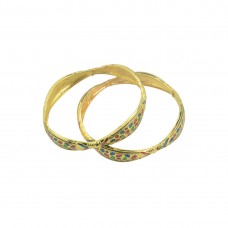 Multicolored Gold Plated Set Of 2 Bangles