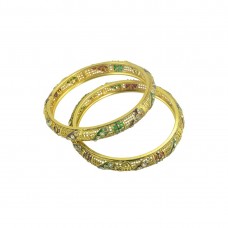 Gold Plated Studded Multicolored Set Of 2 Bangles