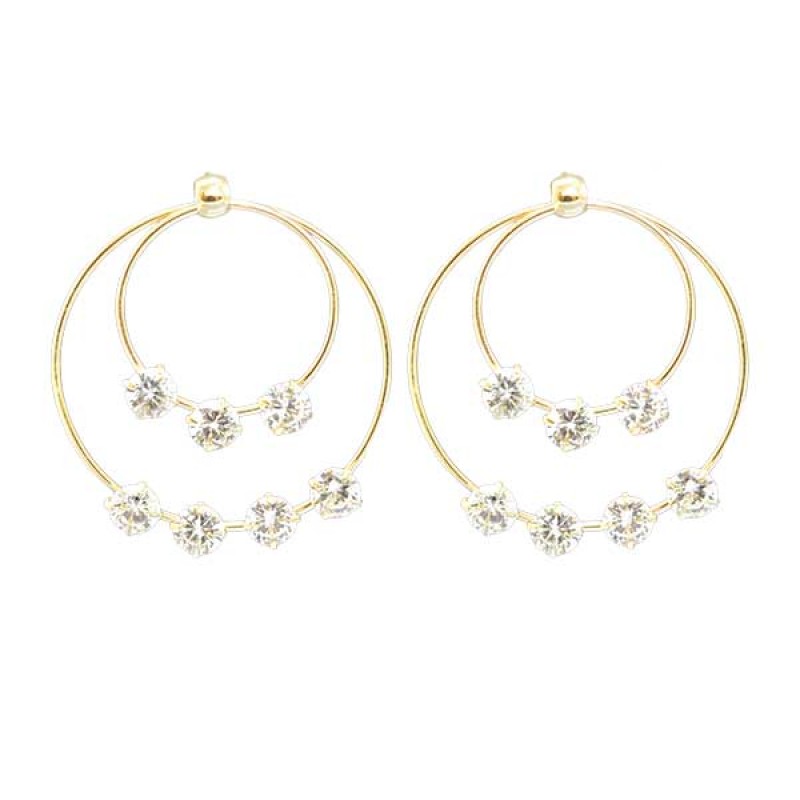 Double Layer Hoops With Shinny Stud