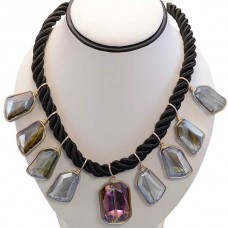 Stylish Solid Crystal Black Necklace