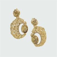Designer Earrings with Golden Stone 