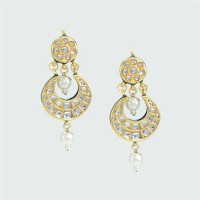 Jaipuri Pearl Drop Earrings With Ethenic Touch