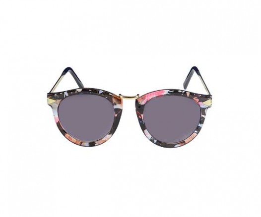 Grey Cat Eye  Sunglasses with Floral Print