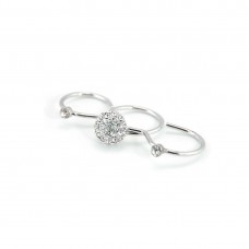 3-In-1 Rounded Stones Ring In Silver