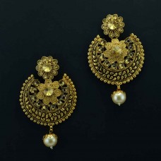Studded Gold Plated Drop Earrings