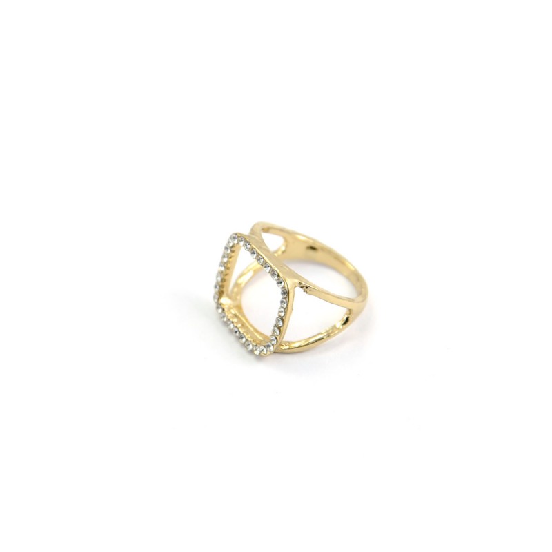Small Multiple Stones Square Ring In Golden