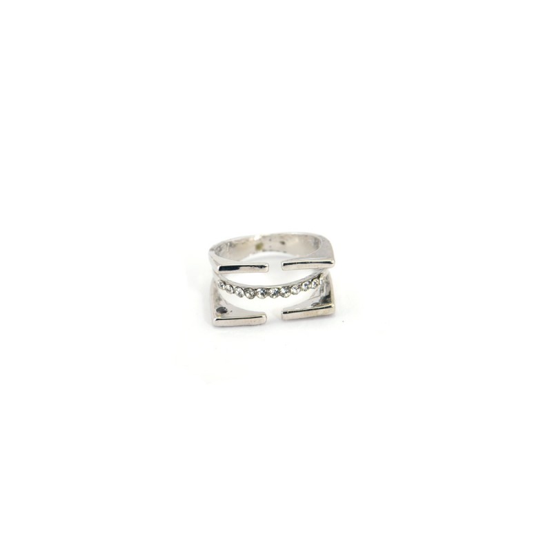 3 Layered Stones Ring In Silver