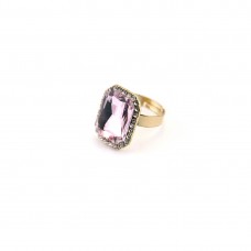 Pink Stone Ring With Princess Cut