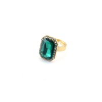 Green Stone Ring With Princess Cut