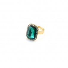 Green Stone Ring With Princess Cut