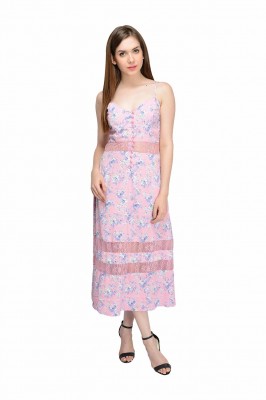 Floral Print Pink Dress By Shipgig