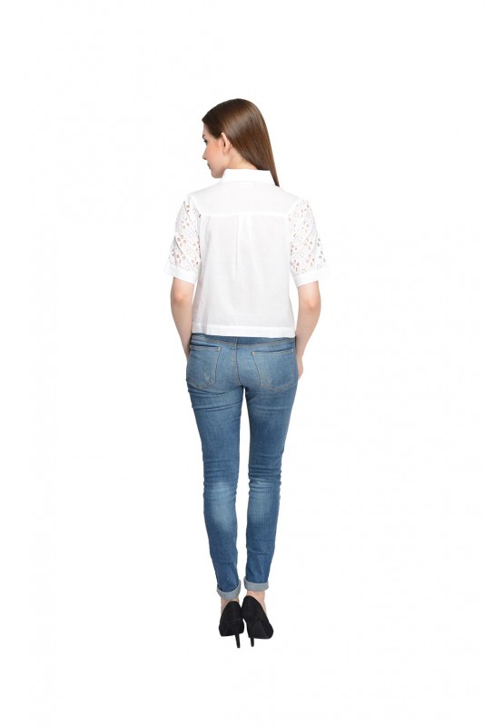 Casual Short Length Design Women's White Top By Shipgig