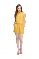 Designer Yellow Short Jumpsuit For Women By Shipgig