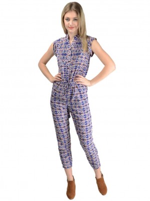 Blue  Printed Jumpsuit For Women By Shipgig