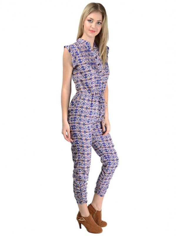Blue  Printed Jumpsuit For Women By Shipgig