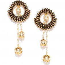 Gold Plated Drop Earrings With Synthethic Pearl 