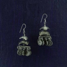 Black Silver Beads Drop Oxidised Jhumki Earrings