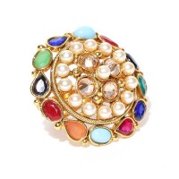 Multicolored Studded Stone Ring 