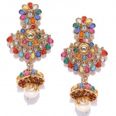 Multicoloured Kundan Drop Earrings