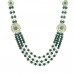 Designer Pearls And Kundan Necklace Set In Green Color