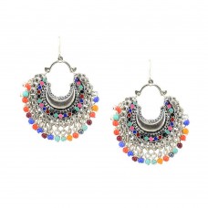 Silver Plated Chandbalis with Multicolor Pearls
