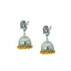 Designer Silver Plated Earring With Multiple Yellow Pearls