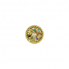 Gold Plated Multi Colored Adjustable Ring For Women
