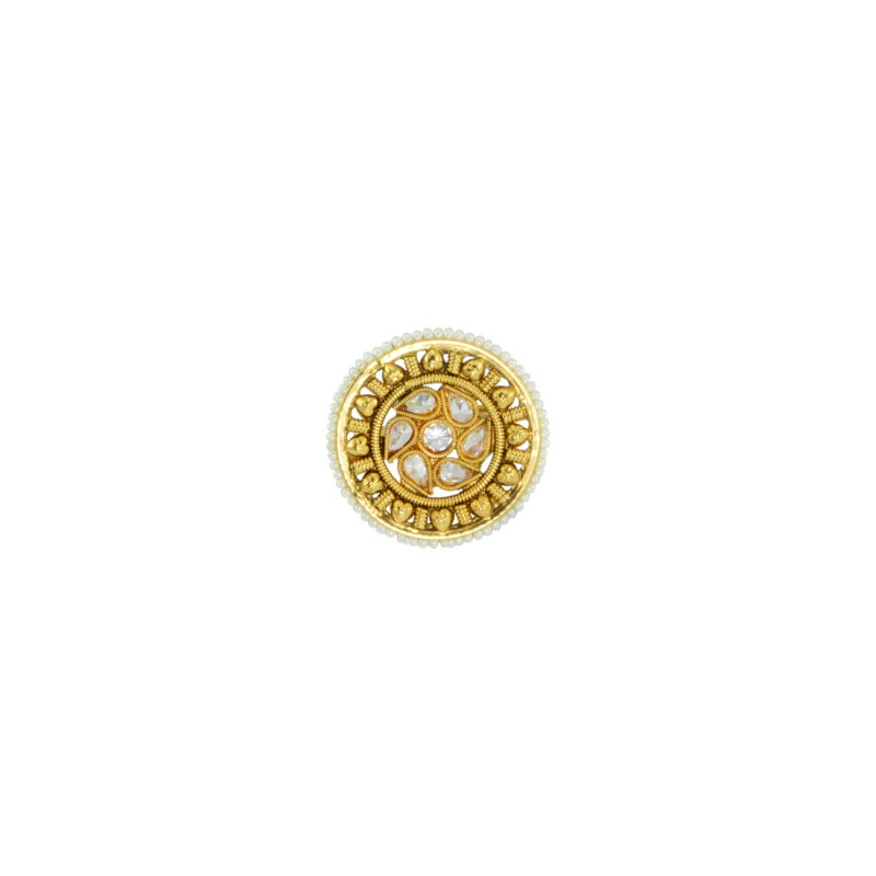 Gold Plated Ring With Multiple White Pearls