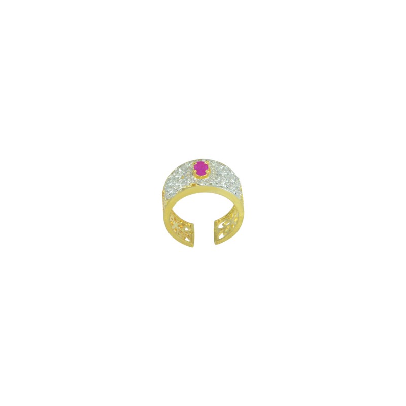 Gold plated AD Studded Cluster Ring In Pink Color