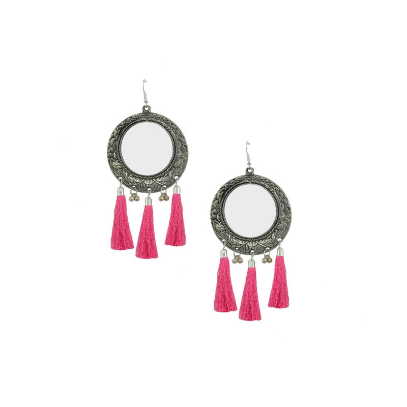 Oxidized Thread Dangler In Pink Color