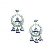 Silver Plated Multiple Jhumki In Blue Color