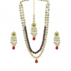 Multicolor Necklace, Earring & Maang Tikka Set For Women